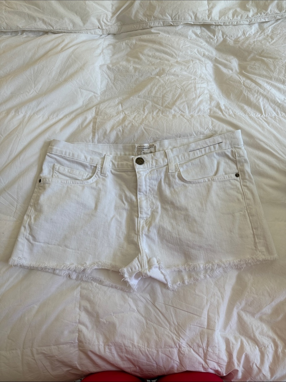 Current/Elliott White Frayed Hem Denim Shorts